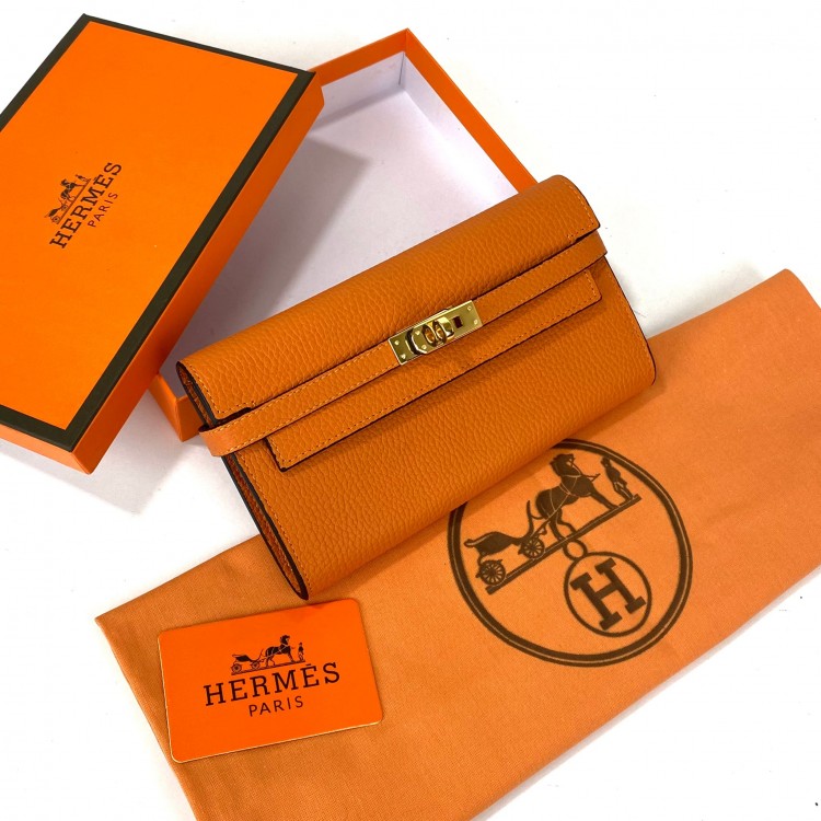 HERMES KELLY LONG WALLET ORANJ